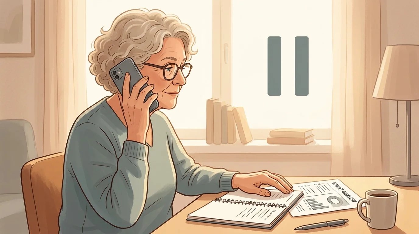 Lugn illustration av stödvägar med samtal, paus och ekonomisk överblick